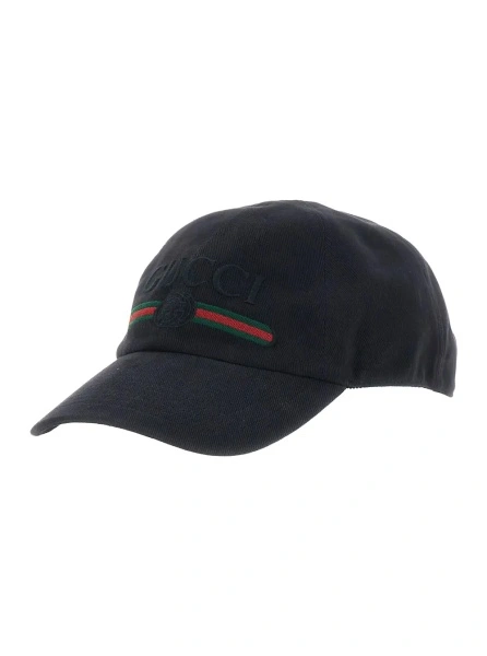 Caciula Gucci neagra din bumbac 'GUCCI Fake'