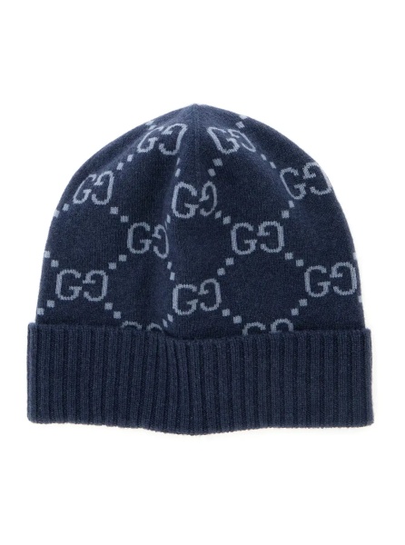 Caciula Hat "GG All-Over" Blue with Cashmere Cuff Men
