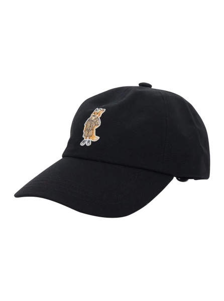 Caciula MAISON KITSUNÉ DRESSED FOX CAP - Black - Cap with embroidered logo on the front - Made of Cotton - Unisex