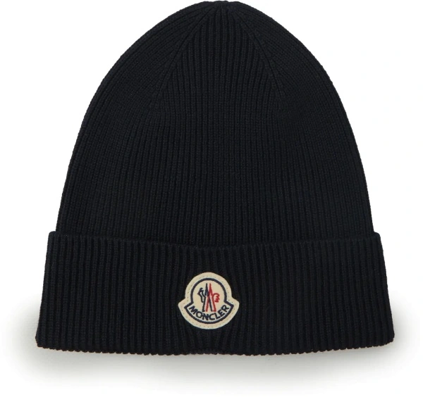 Caciula Navy Wool Beanie With Logo
