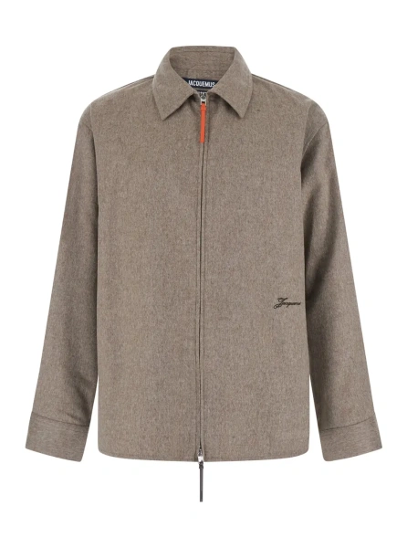 Camasa Beige Jacket with Front Zip Closure and Side Pockets