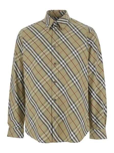 Camasa Beige Shirt with Pointed Collar and All-Over Check Motif in Cotton Woman