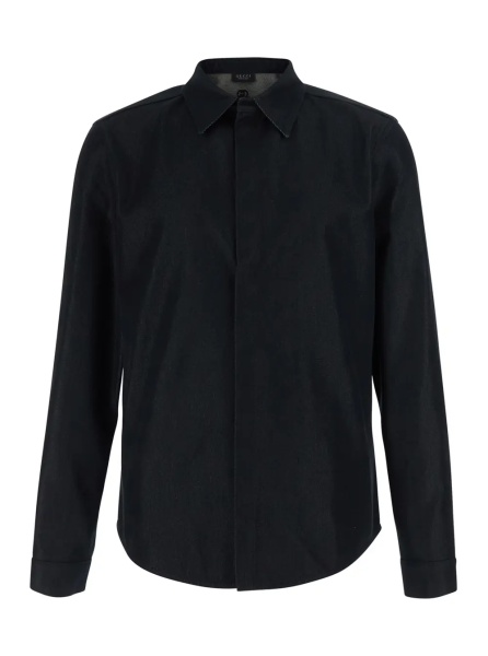 Camasa Black Shirt with pointed collar and tone-on-tone GG logo on the back in Denim for Men