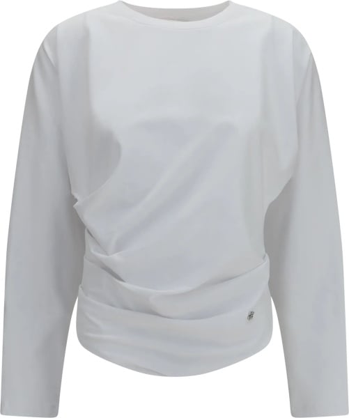 Camasa casual Asymmetric draped stretch cotton Top