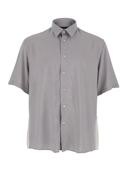 Camasa Grey Shirt with short sleeves and classic collar in Viscose for Men