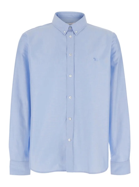 Camasa MAISON KITSUNÉ PROFILE FOX CASUAL SHIRT - Light Blue - Classic Collar Long Sleeve Shirt - In Cotton - Men
