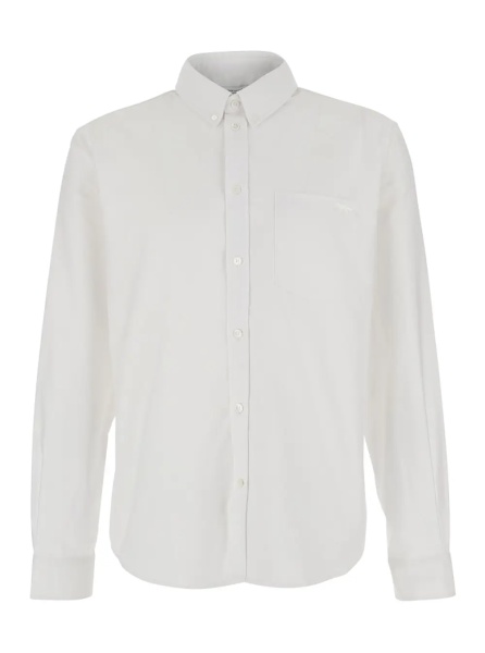 Camasa MAISON KITSUNÉ Shirt 'PROFILE FOX REGULAR SHIRT' with Classic Collar and Long Sleeves in White Cotton for Men