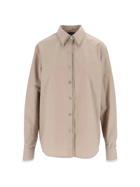 Camasa POPLIN BASIC SHIRT WITH FILO DIAMANTE AND TULLE TRIM