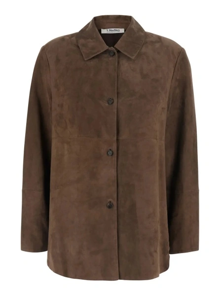 Camasa 'S MAXMARA maro din piele intoarsa