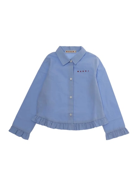 Camasa Shirt M01948M00UWMC135F0M863 with collar and long sleeves in Blue Cotton for Girl