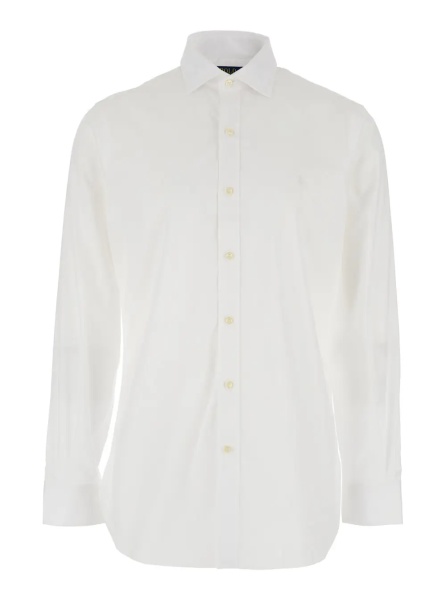 Camasa Shirt 'Slim Fit' with Pointed Collar and Embroidery on the Front in White Cotton for Men