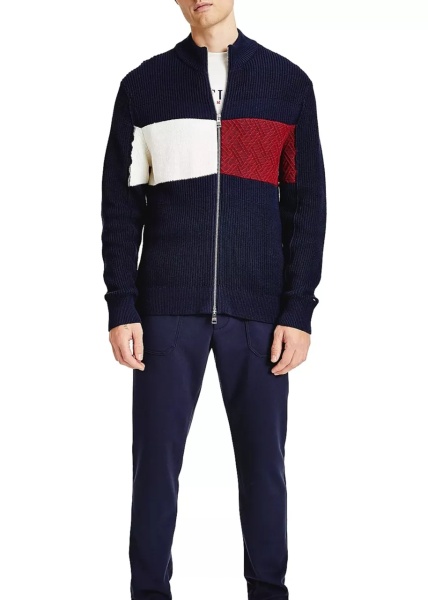 Cardigan Chest Colorblock Striped Zip Thr MW0MW214060GY