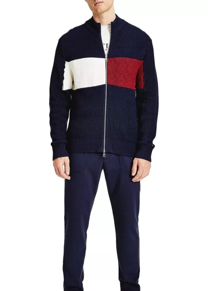 Cardigan Chest Colorblock Striped Zip Thr MW0MW214060GY
