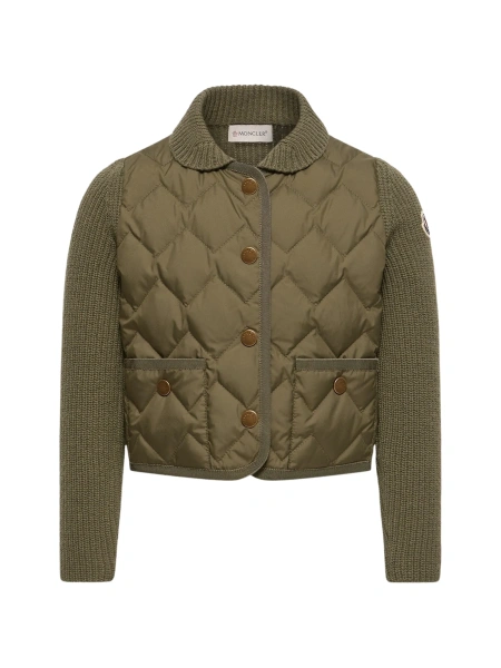 Cardigan Moncler verde din casmir si lana