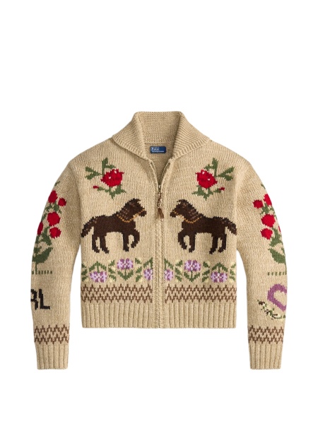 Cardigan Ralph Lauren neutru din bumbac si lana