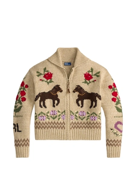 Cardigan Ralph Lauren neutru din bumbac si lana