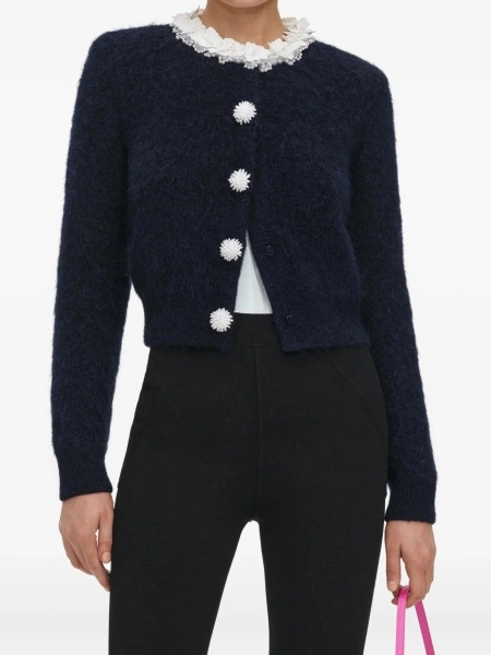Cardigan Self-Portrait albastru din polyester si elastan