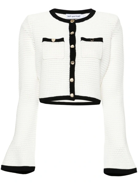 Cardigan Self-Portrait alb
