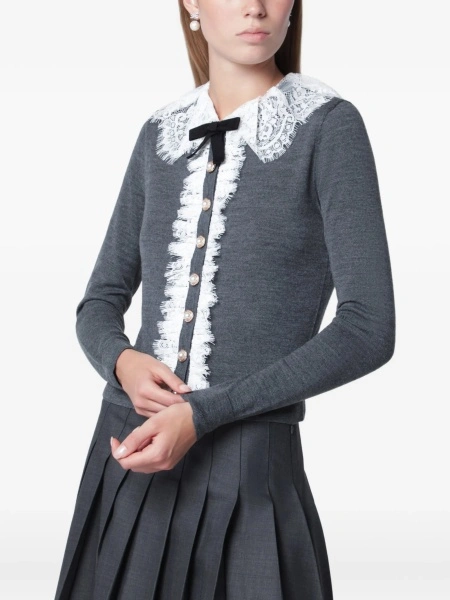 Cardigan Self-Portrait gri din lana