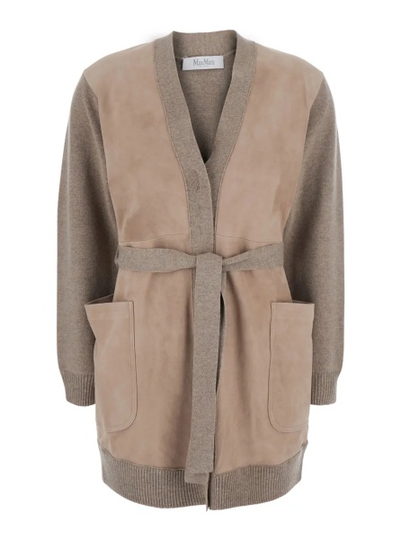 Cardigane Cardigan MXS OLIVETO with long sleeves and button closure in beige for women