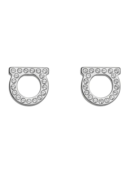 Cercei silver-colored Earrings with Gancini design and butterfly clasp in brass for women