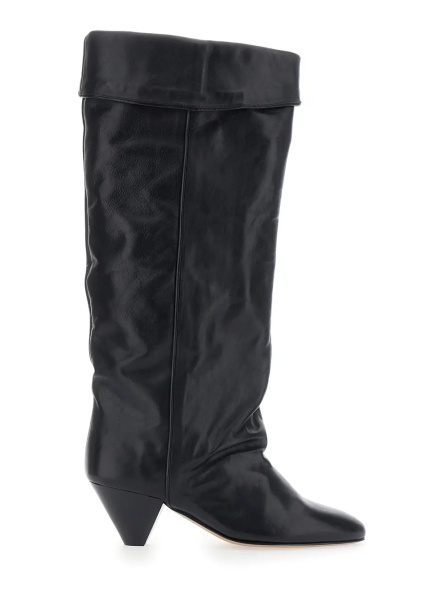 Cizme ELITA-GZ Boots with Heel, in Leather, Black, Women