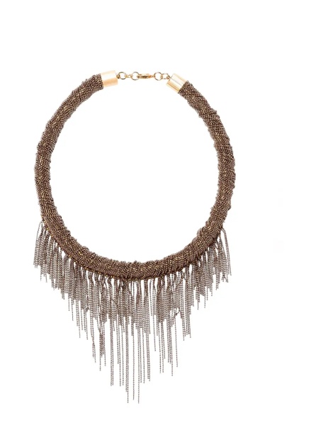 Coliere Brown Necklace with all-over rhinestone details in metal for women