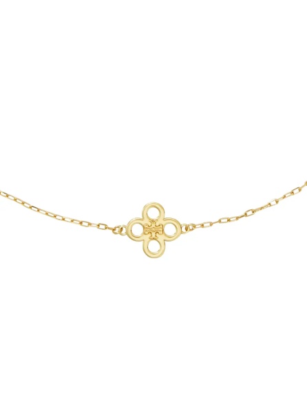 Coliere Gold Color Necklace 'Forget Me Not' with Floral Charms and Zirconia in Brass for Women