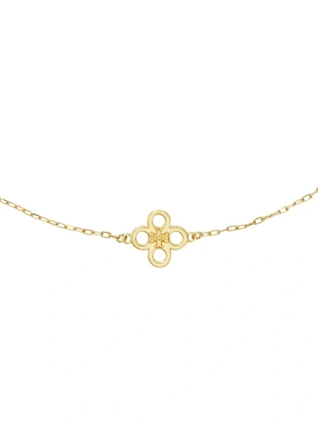 Coliere Gold Color Necklace 'Forget Me Not' with Floral Charms and Zirconia in Brass for Women