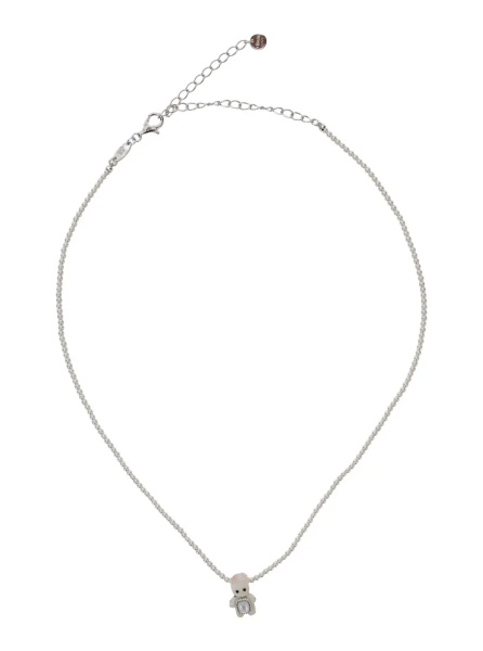 Coliere White necklace with white pearl pendant in metal for women