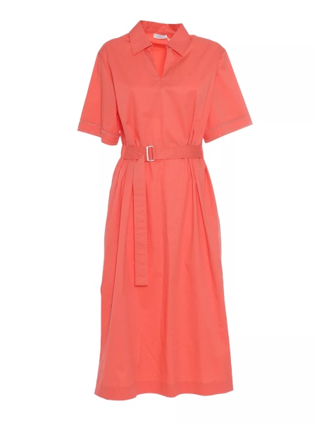 Coral colored midi dress