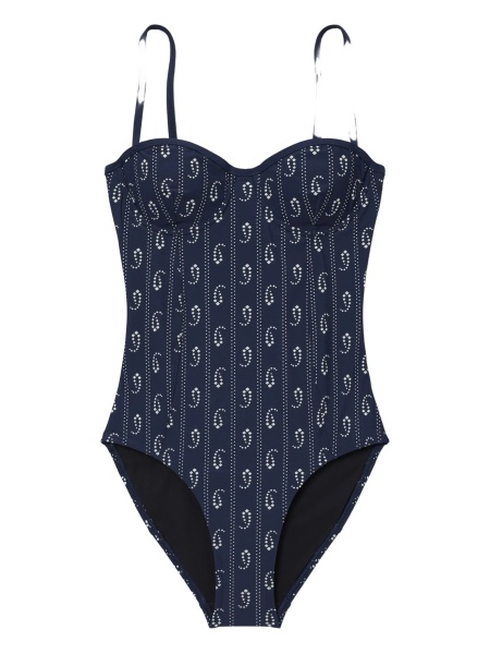 Costum de baie intreg Tory Burch albastru din spandex/elastan si nylon