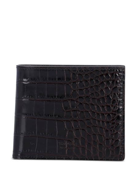 Crocodile-effect bi-fold wallet