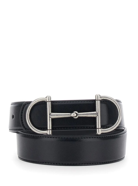 Curea Belt with Horsebit on the Front in Black Leather for Men
