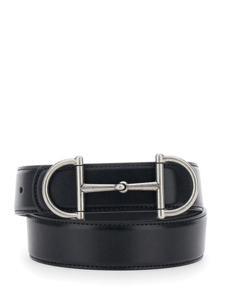 Curea Gucci 'Horsebit' neagra din piele