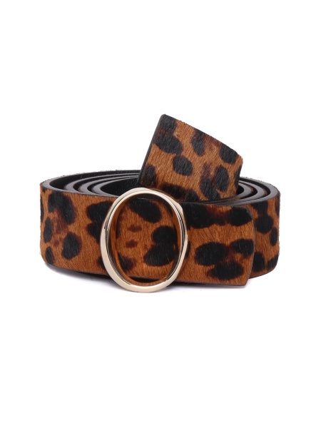 Curea LEO DOUBLE 3.5 CM PONY HAIR LEATHER BELT