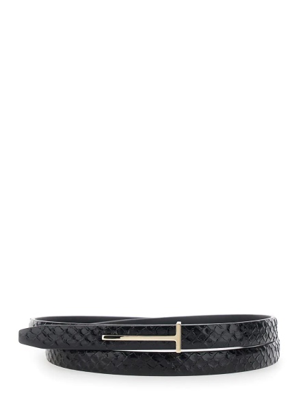 Curea semi shiny printed python f/c belt