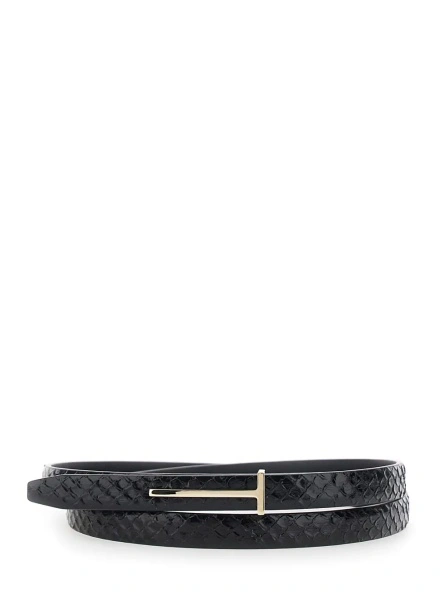 Curea semi shiny printed python f/c belt
