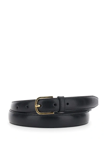 Curea TOTÊME Slim Leather Belt in Black with Leather and Color Unisex