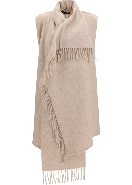 Esarfa High-neck wool Cape with concealed closure and fringes