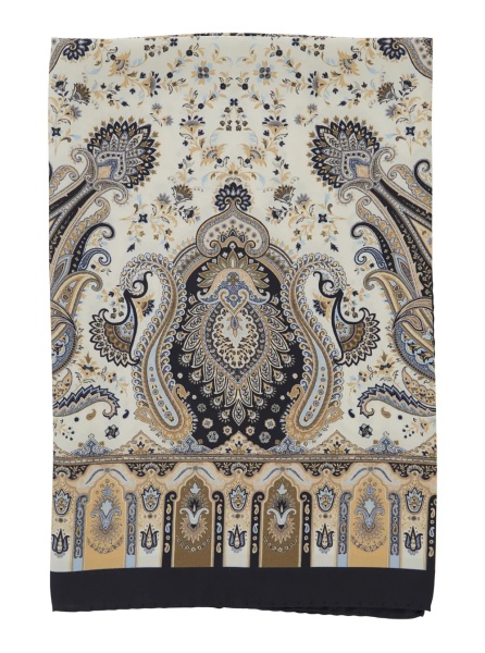 Esarfa Multicolor Scarf with all-over Paisley Print in Silk for Women