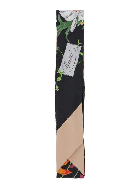 Esarfa Multicolor scarf with floral print in silk for women