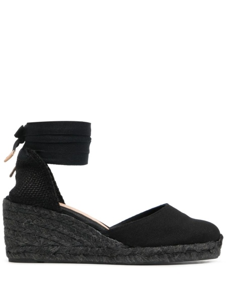 Espadrile CASTAÑER negre din iuta si material textil