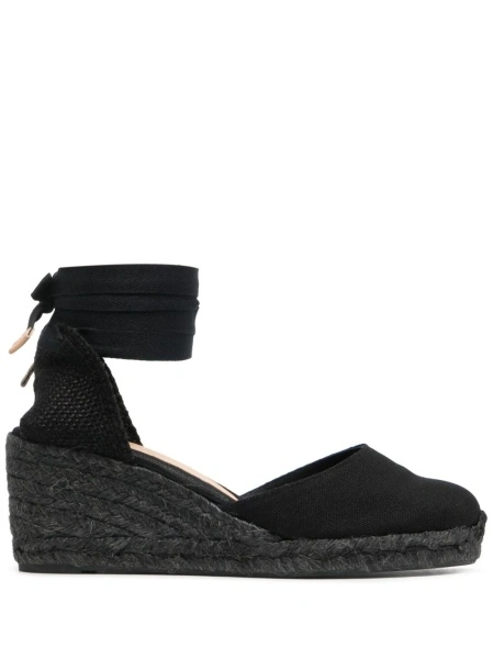 Espadrile CASTAÑER negre din iuta si material textil