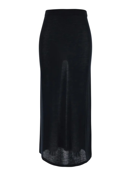 Fusta 'ANGIE' black Skirt with elasticated waist in virgin wool for women