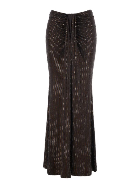 Fusta Brown Skirt with front knot and all-over sequins in Tech Fabric for women