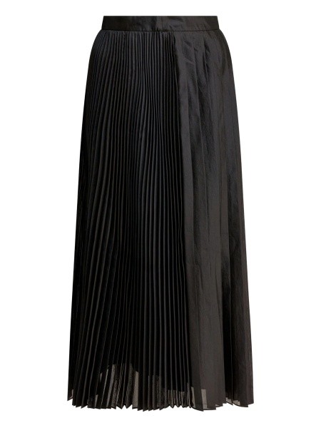 Fusta cu pliuri Sandbeige neagra din polyester