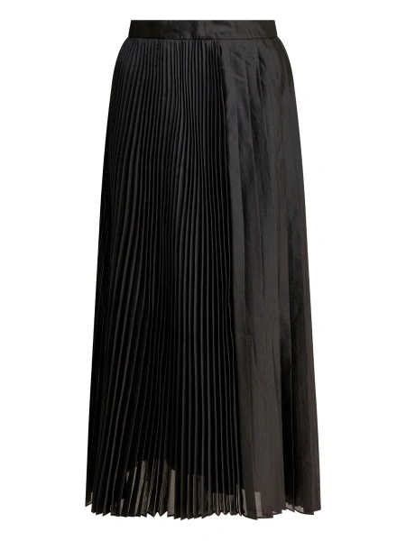 Fusta cu pliuri Sandbeige neagra din polyester