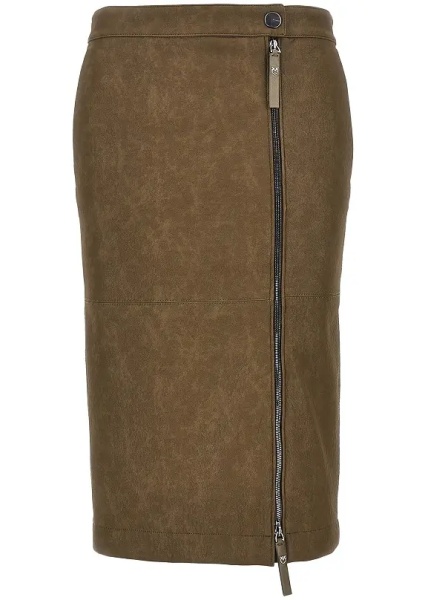 Fusta Faux nubuck leather pencil skirt