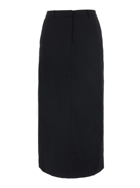 Fusta H-LINE LONG SKIRT with straight hem and soft fabric, in black, women